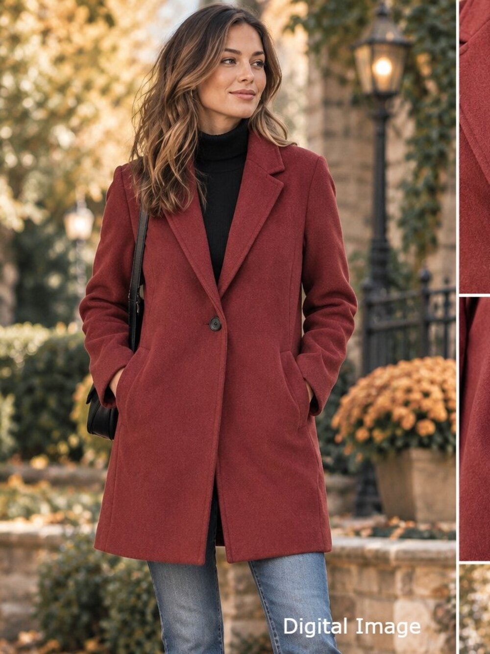 Rachel Zoe Sweater Coat Large Muted Orange Boiled Wool Blend One Button Front